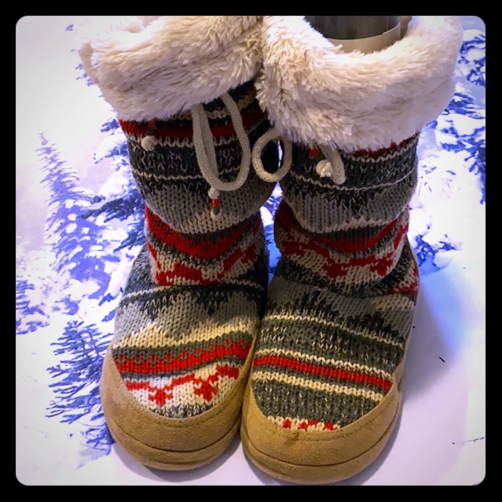 Mad Love fuzzy sock slippers leather 5/6